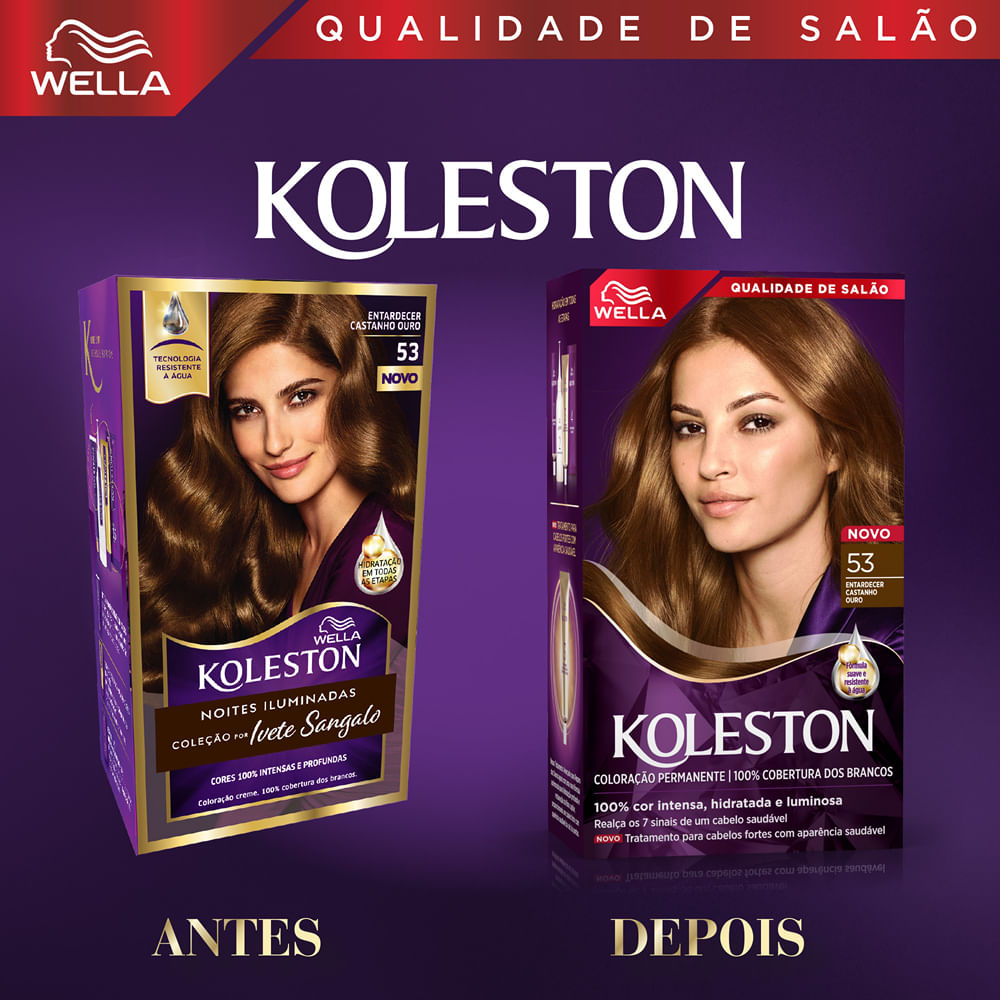 Compartilhar Favorito Tinta de Cabelo Koleston Entardecer Castanho Ouro 53 - Image 3
